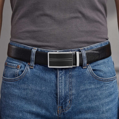 Mens Genuine Leather Belt | 2 in 1 Reversible (Black & Brown) (1 Pc.) - LUXORIC - KRONIQ — Leather Belts for Men | THE MEN THING