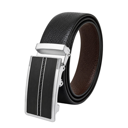 Mens Genuine Leather Belt | 2 in 1 Reversible (Black & Brown) (1 Pc.) - LUXORIC - KRONIQ — Leather Belts for Men | THE MEN THING