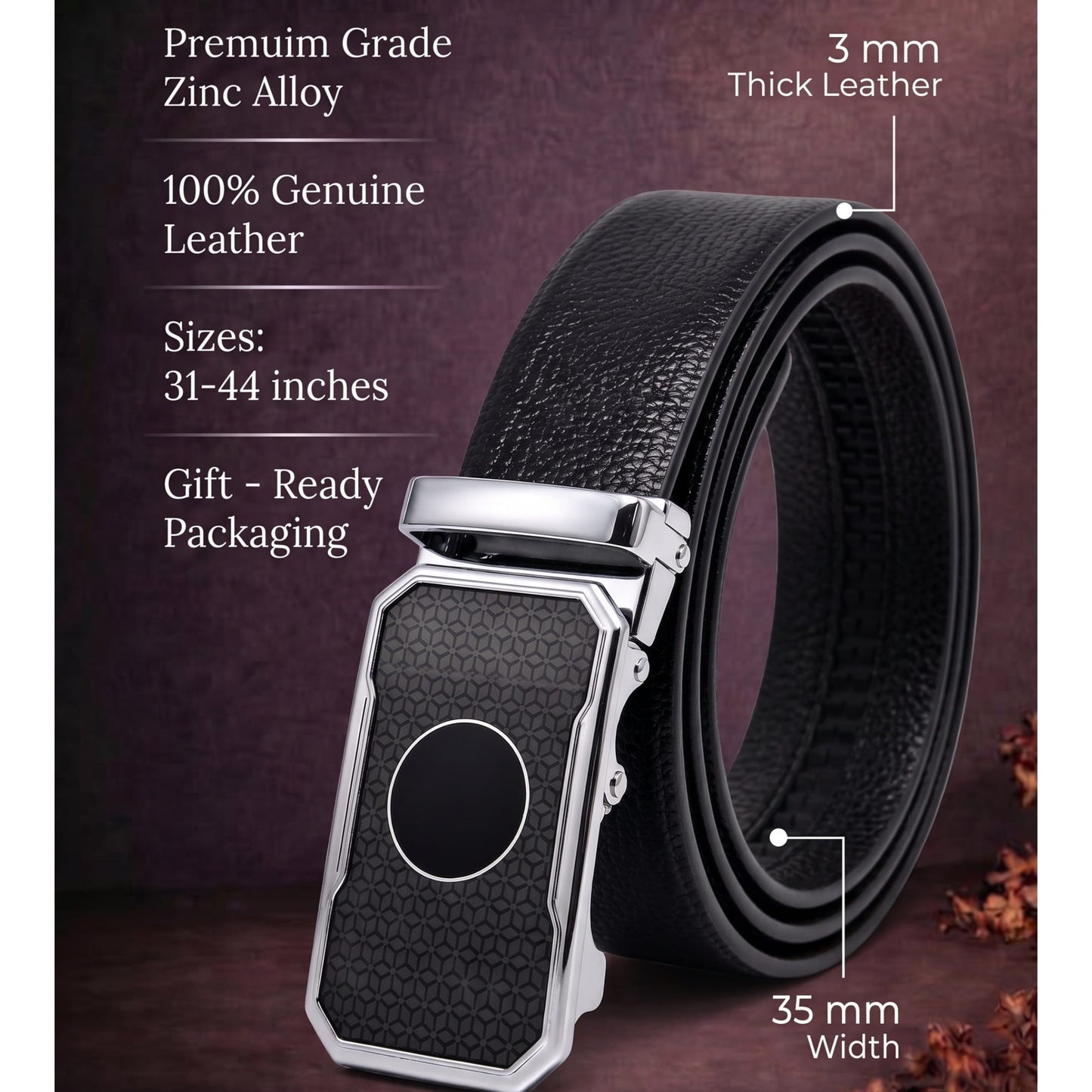 THE MEN THING Leather Belts Mens Genuine Leather Belt | 2 in 1 Reversible (Black & Brown) (1 Pc.) - LUXORIC - MONTREX