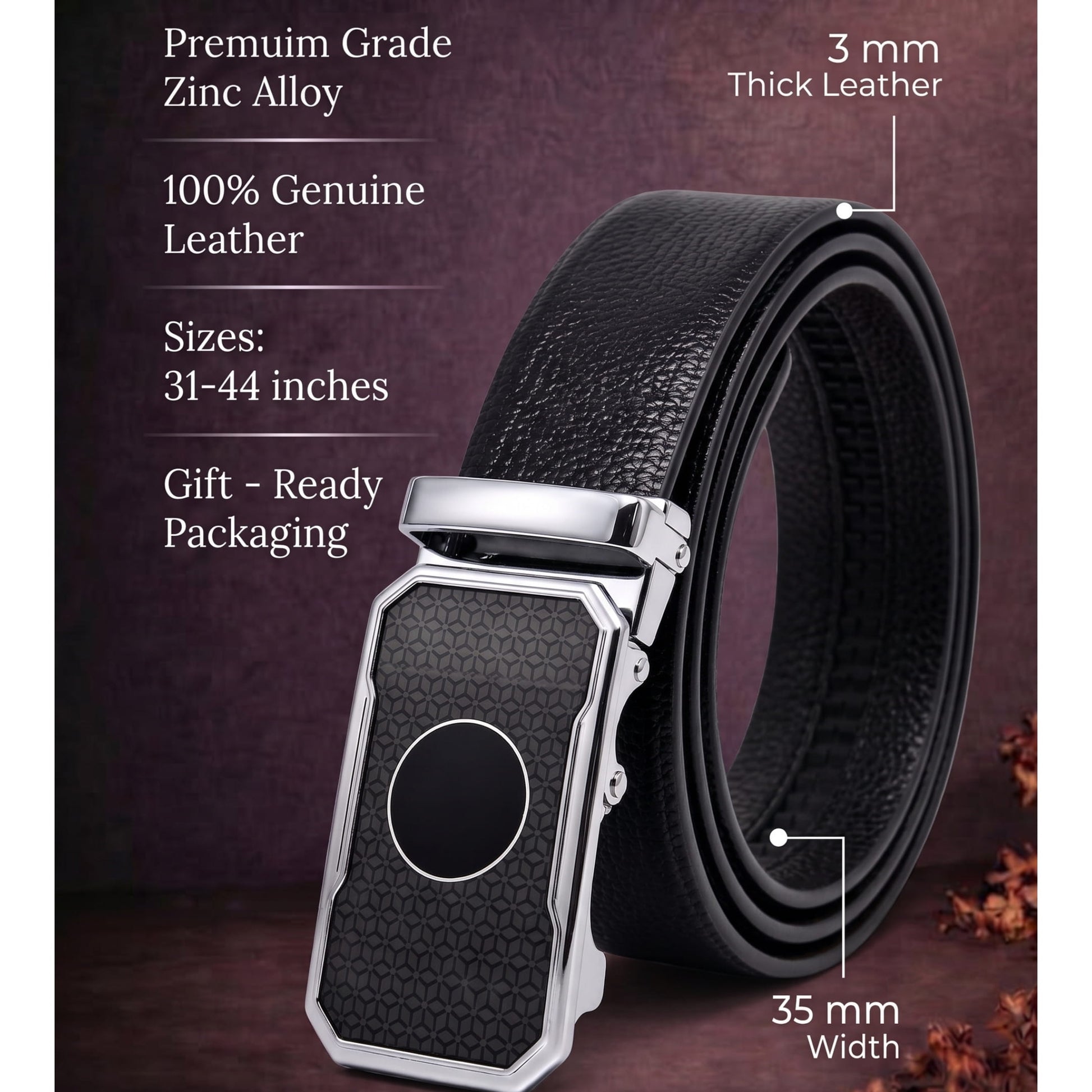 THE MEN THING Leather Belts Mens Genuine Leather Belt | 2 in 1 Reversible (Black & Brown) (1 Pc.) - LUXORIC - MONTREX