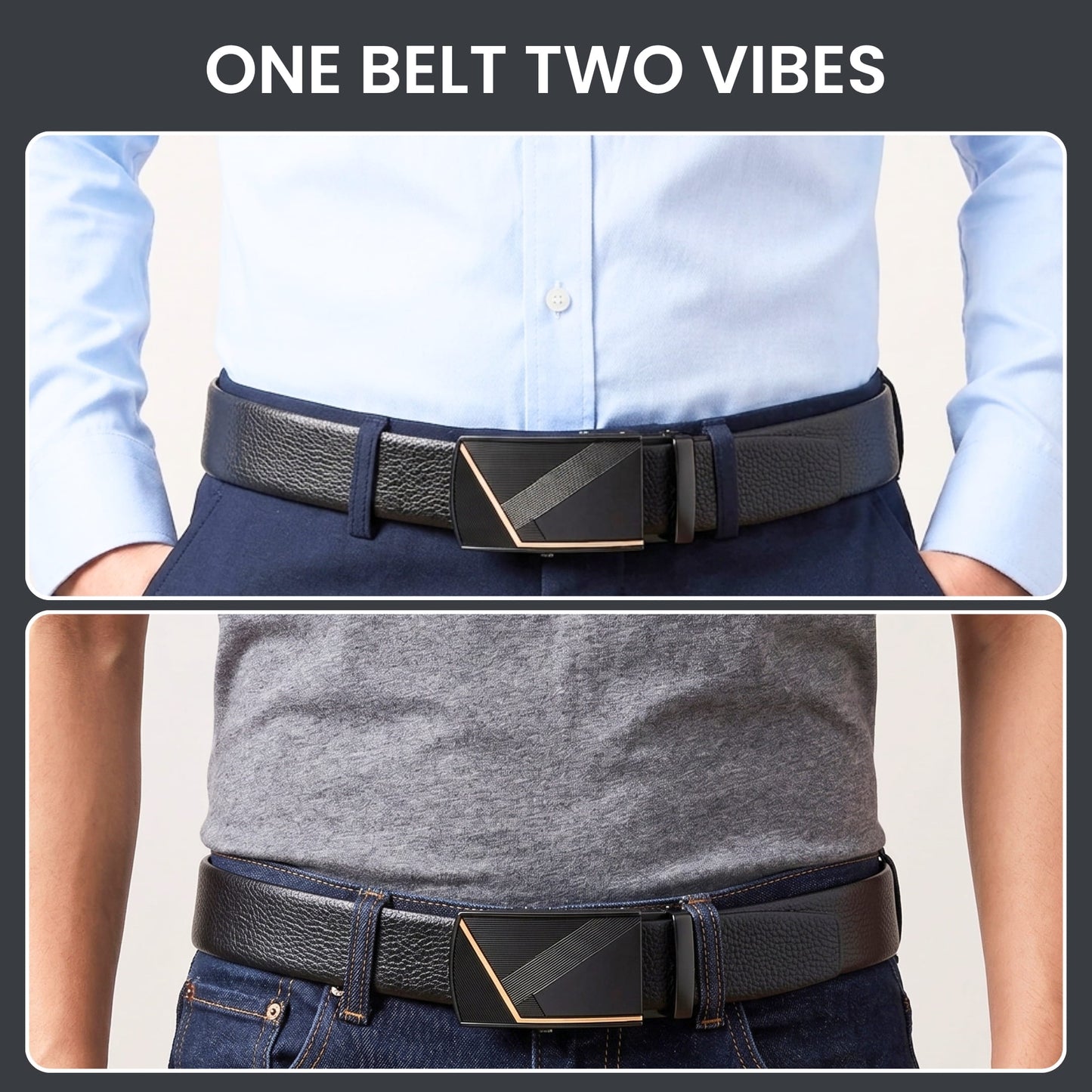 THE MEN THING Leather Belts Mens Genuine Leather Belt | 2 in 1 Reversible (Black & Brown) (1 Pc.) - LUXORIC - NOCTIS