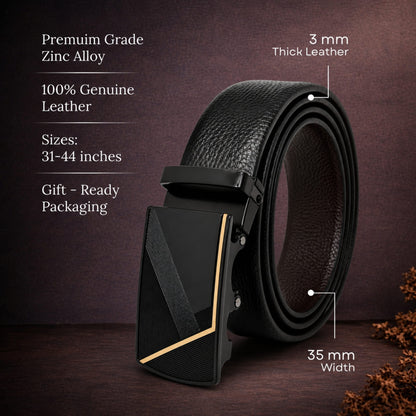 THE MEN THING Leather Belts Mens Genuine Leather Belt | 2 in 1 Reversible (Black & Brown) (1 Pc.) - LUXORIC - NOCTIS