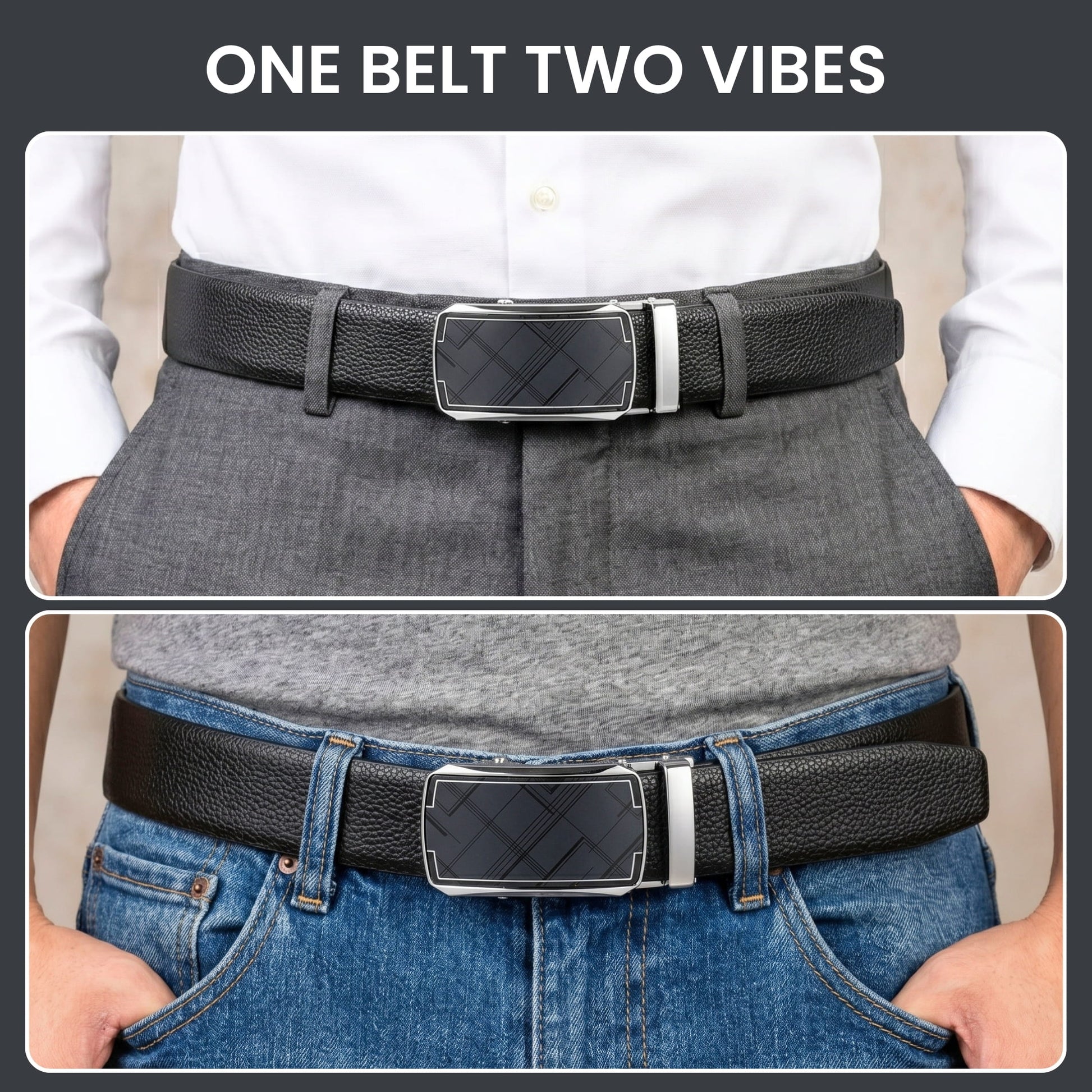 THE MEN THING Leather Belts Mens Genuine Leather Belt | 2 in 1 Reversible (Black & Brown) (1 Pc.) - LUXORIC - ORLUX