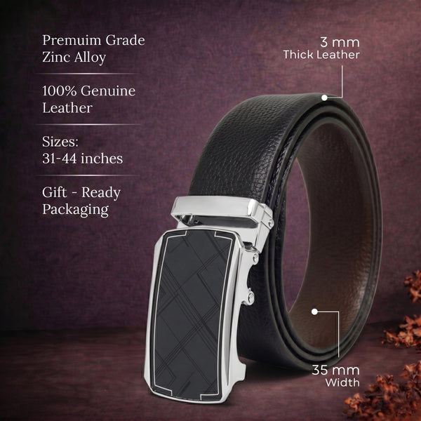 Mens Genuine Leather Belt | 2 in 1 Reversible (Black & Brown) (1 Pc.) - LUXORIC - ORLUX
