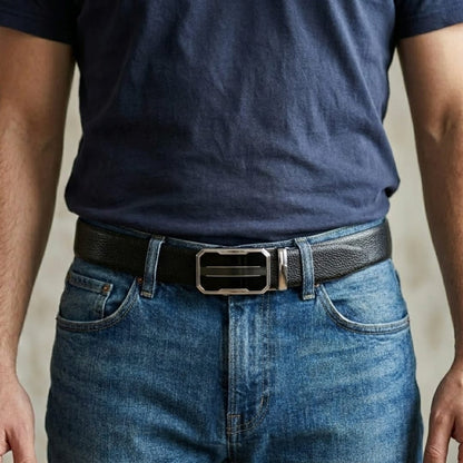 THE MEN THING Leather Belts Mens Genuine Leather Belt | 2 in 1 Reversible (Black & Brown) (1 Pc.) - LUXORIC-OVRIS