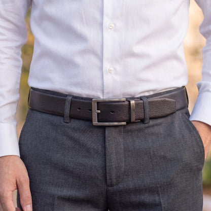THE MEN THING Leather Belts Mens Genuine Leather Belt | 2 in 1 Reversible (Black & Brown) (1 Pc.) - LUXORIC -PIVOT