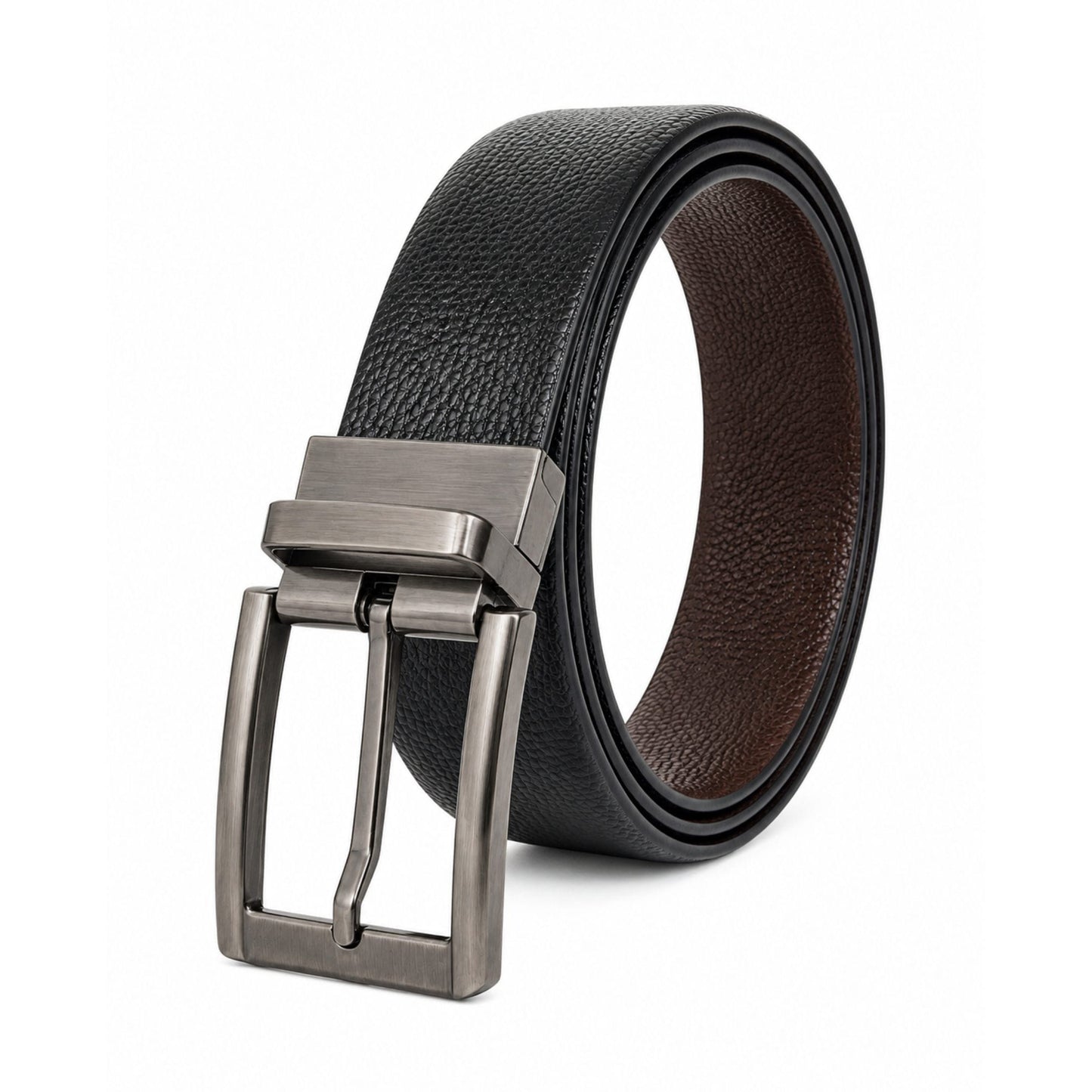 THE MEN THING Leather Belts Mens Genuine Leather Belt | 2 in 1 Reversible (Black & Brown) (1 Pc.) - LUXORIC -PIVOT