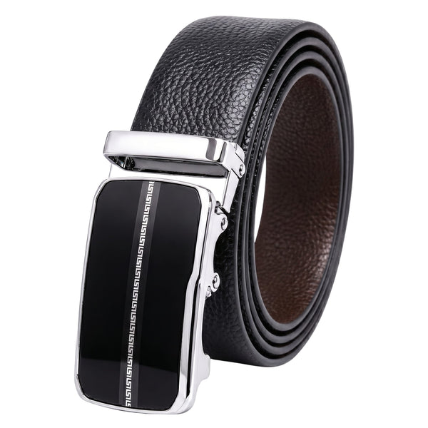 Mens Genuine Leather Belt | 2 in 1 Reversible (Black & Brown) (1 Pc.) - LUXORIC-ROYVIC