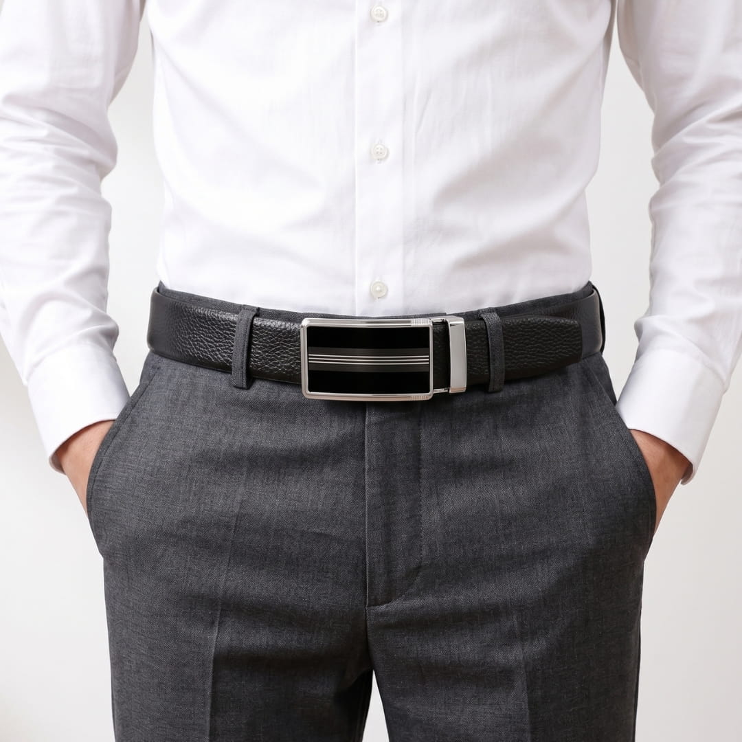 THE MEN THING Leather Belts Mens Genuine Leather Belt | 2 in 1 Reversible (Black & Brown) (1 Pc.) - LUXORIC - TREVION