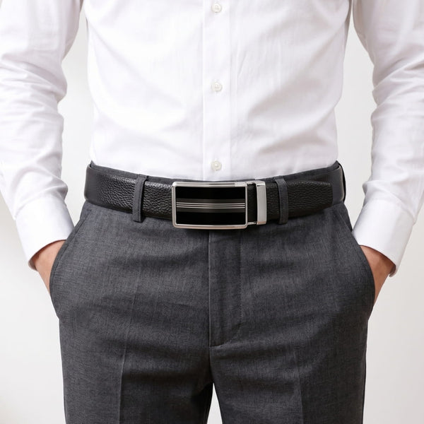 Mens Genuine Leather Belt | 2 in 1 Reversible (Black & Brown) (1 Pc.) - LUXORIC - TREVION
