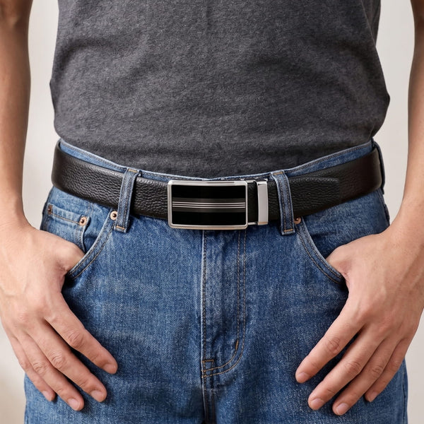 Mens Genuine Leather Belt | 2 in 1 Reversible (Black & Brown) (1 Pc.) - LUXORIC - TREVION