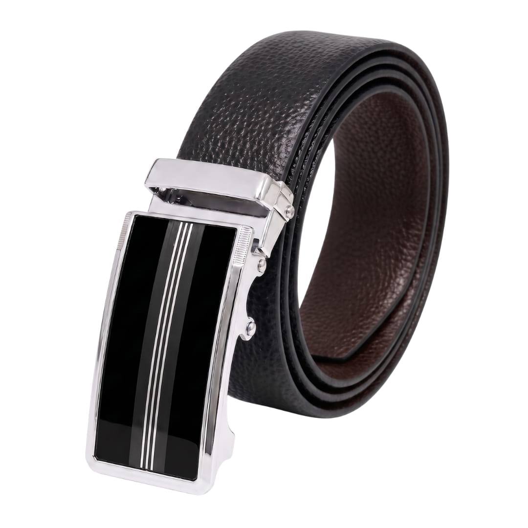 THE MEN THING Leather Belts Mens Genuine Leather Belt | 2 in 1 Reversible (Black & Brown) (1 Pc.) - LUXORIC - TREVION