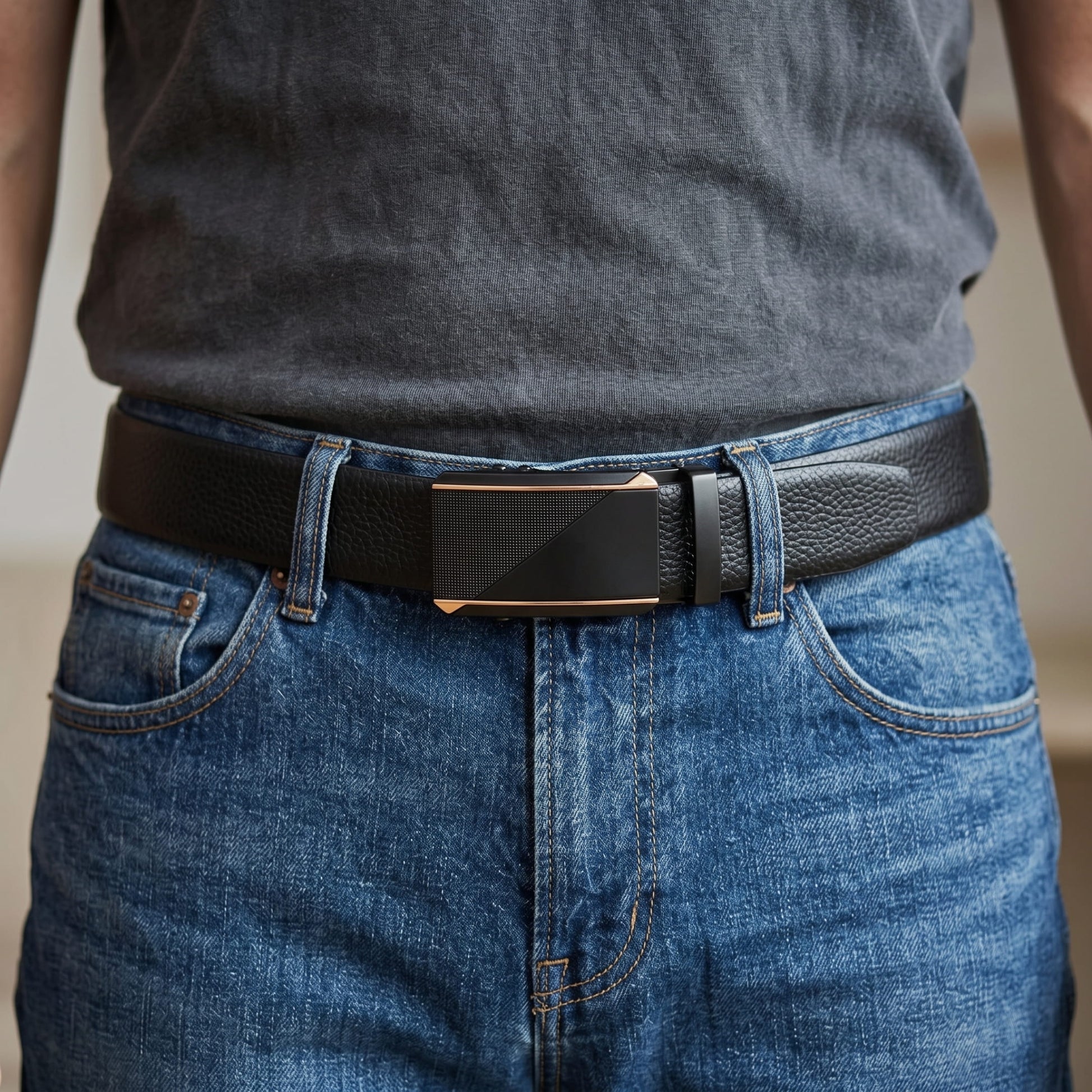 THE MEN THING Leather Belts Mens Genuine Leather Belt | 2 in 1 Reversible (Black & Brown) (1 Pc.) - LUXORIC -TRION