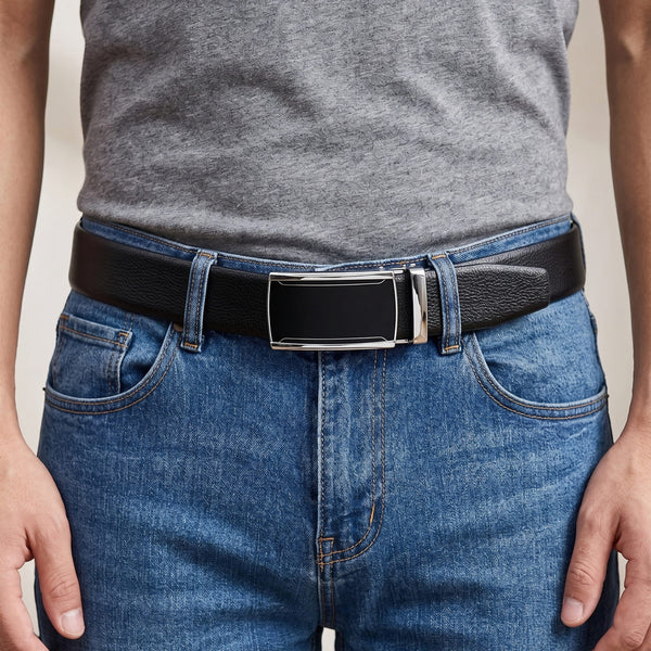 Mens Genuine Leather Belt | 2 in 1 Reversible (Black & Brown) (1 Pc.) - LUXORIC - VELMIR