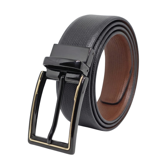 THE MEN THING Leather Belts Mens Genuine Leather Belt | 2 in 1 Reversible (Black & Brown) (1 Pc.) - MICRONOIR