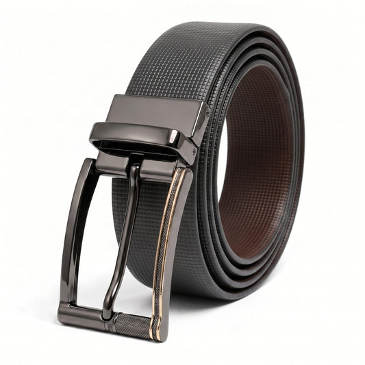 THE MEN THING Leather Belts Mens Genuine Leather Belt | 2 in 1 Reversible (Black & Brown) (1 Pc.) - NEXVIOR