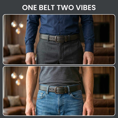Mens 100% Genuine Leather Belt - NEXVIOR Grid-Emboss, MORVEX Matte Gunmetal Pin Buckle (Black & Brown Reversible) — Leather Belts for Men | THE MEN THING