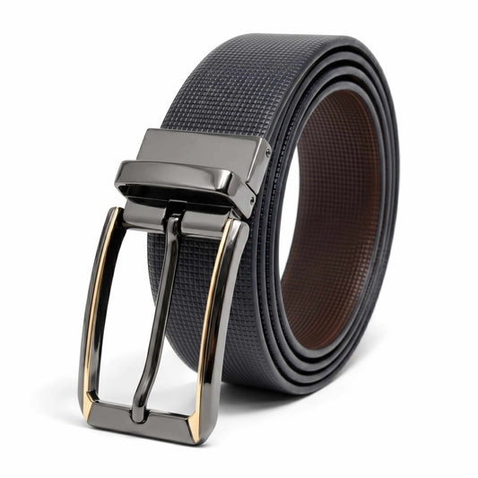 THE MEN THING Leather Belts Mens Genuine Leather Belt | 2 in 1 Reversible (Black & Brown) (1 Pc.) - NEXVIOR