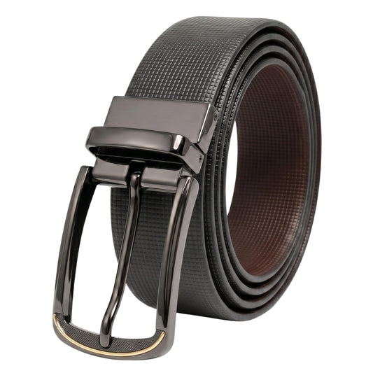 THE MEN THING Leather Belts Mens Genuine Leather Belt | 2 in 1 Reversible (Black & Brown) (1 Pc.) - NEXVIOR