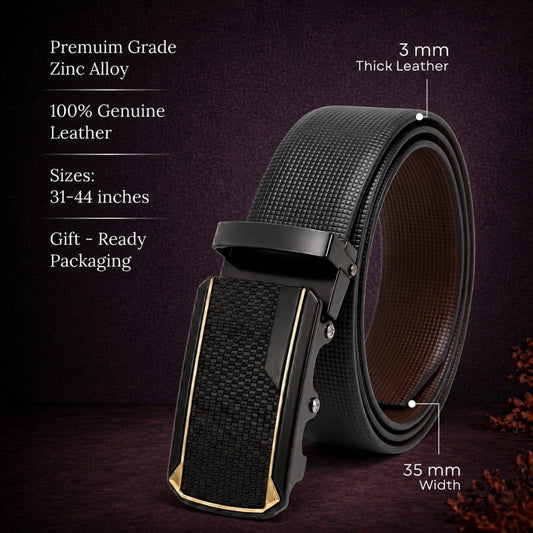 THE MEN THING Leather Belts Mens Genuine Leather Belt | 2 in 1 Reversible (Black & Brown) (1 Pc.) - NEXVIOR
