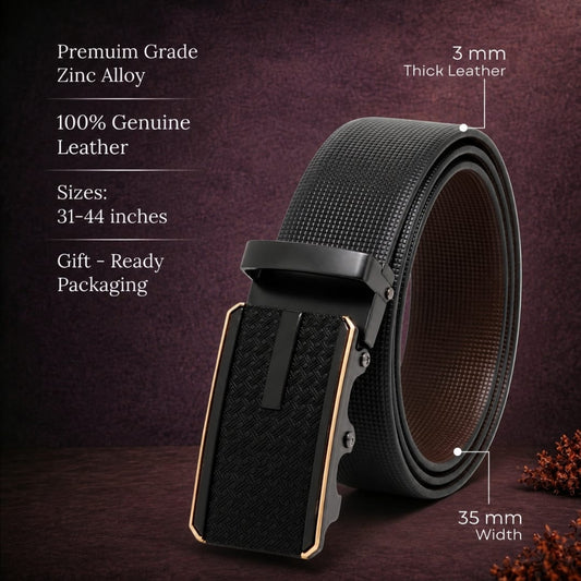 THE MEN THING Leather Belts Mens Genuine Leather Belt | 2 in 1 Reversible (Black & Brown) (1 Pc.) - NEXVIOR