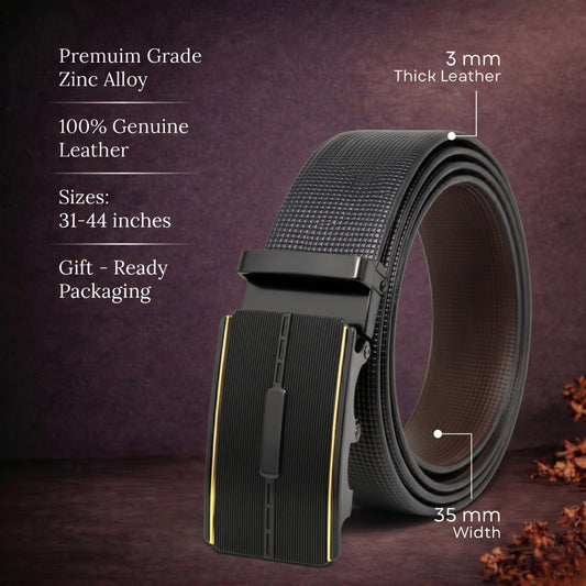 THE MEN THING Leather Belts Mens Genuine Leather Belt | 2 in 1 Reversible (Black & Brown) (1 Pc.) - NEXVIOR
