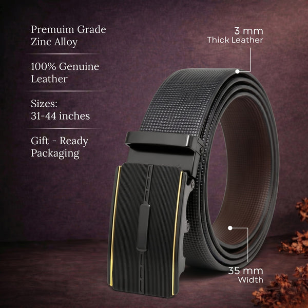 Mens Genuine Leather Belt | 2 in 1 Reversible (Black & Brown) (1 Pc.) - NEXVIOR