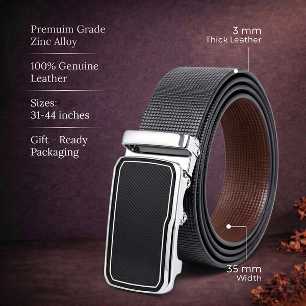 Mens Genuine Leather Belt | 2 in 1 Reversible (Black & Brown) (1 Pc.) - NEXVIOR