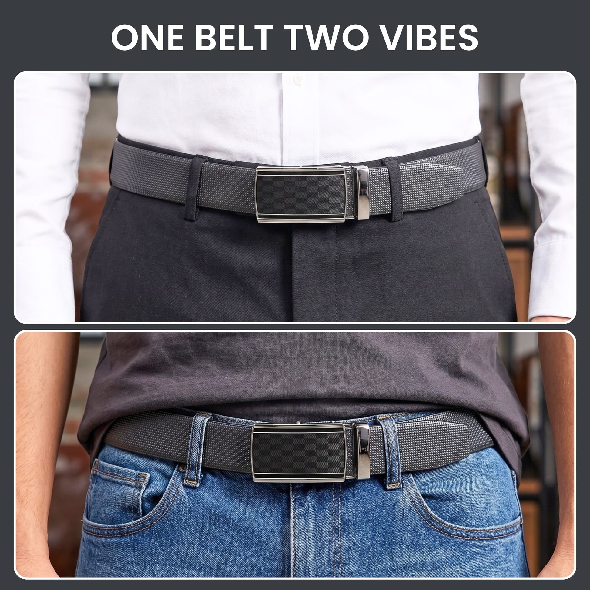 THE MEN THING Leather Belts Mens Genuine Leather Belt | 2 in 1 Reversible (Black & Brown) (1 Pc.) - NEXVIOR-ARKON
