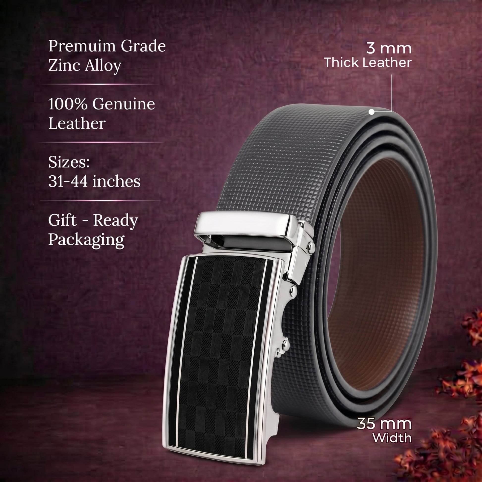 THE MEN THING Leather Belts Mens Genuine Leather Belt | 2 in 1 Reversible (Black & Brown) (1 Pc.) - NEXVIOR-ARKON