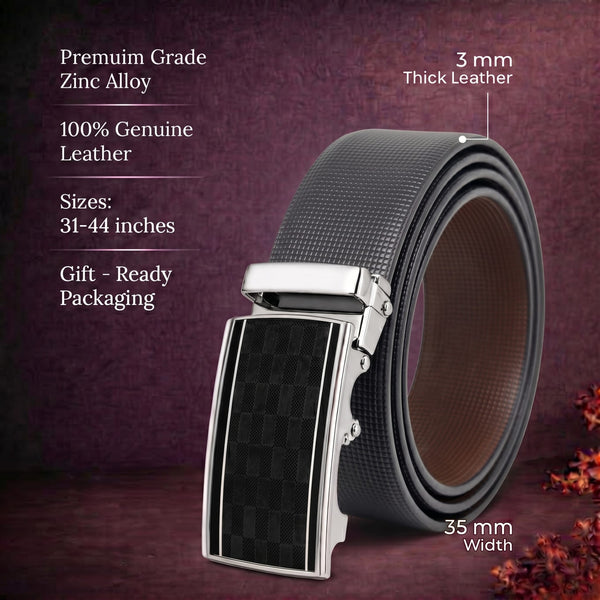 Mens Genuine Leather Belt | 2 in 1 Reversible (Black & Brown) (1 Pc.) - NEXVIOR-ARKON