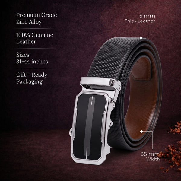 Mens Genuine Leather Belt | 2 in 1 Reversible (Black & Brown) (1 Pc.) - NEXVIOR - AVENZO