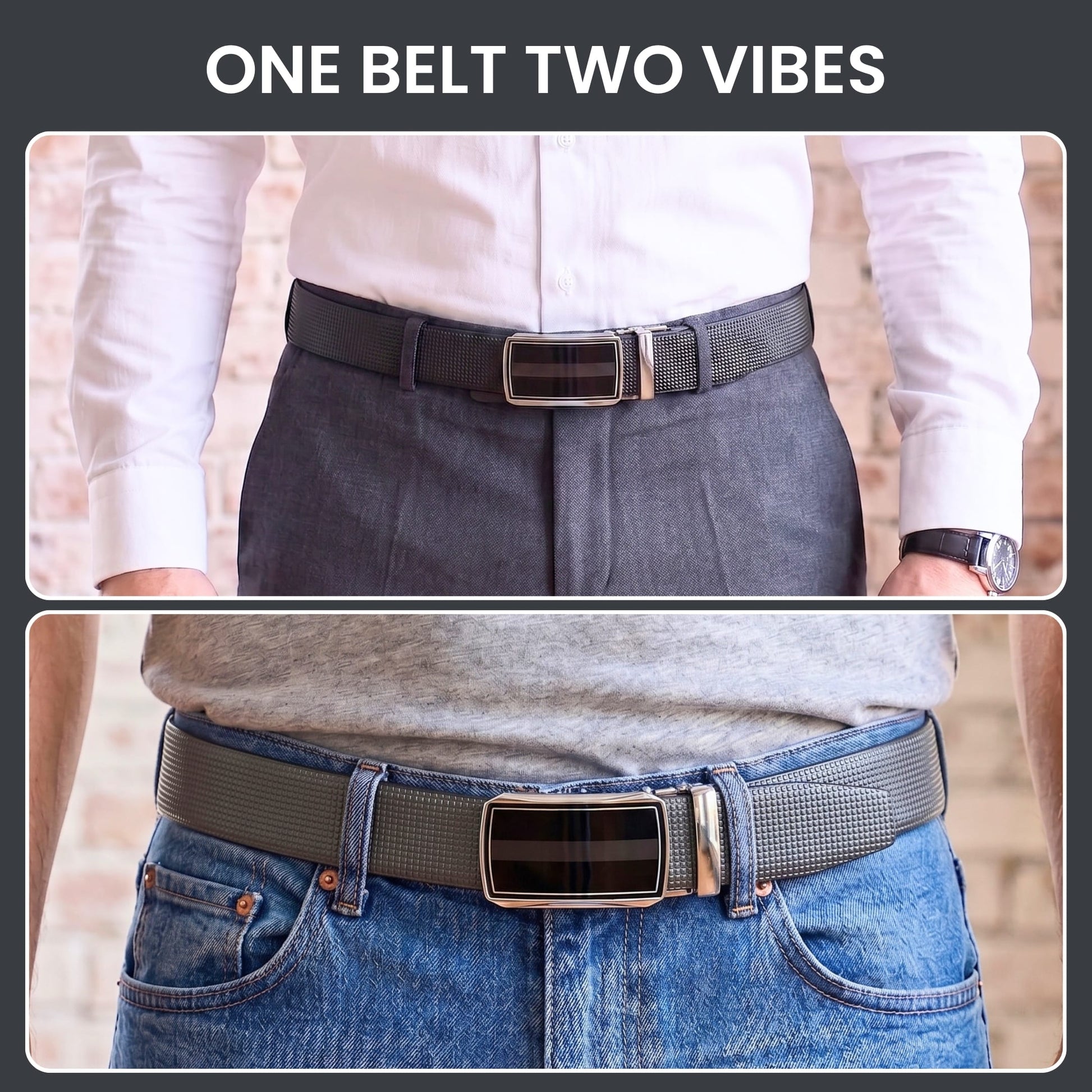 THE MEN THING Leather Belts Mens Genuine Leather Belt | 2 in 1 Reversible (Black & Brown) (1 Pc.) - NEXVIOR - KLYNT