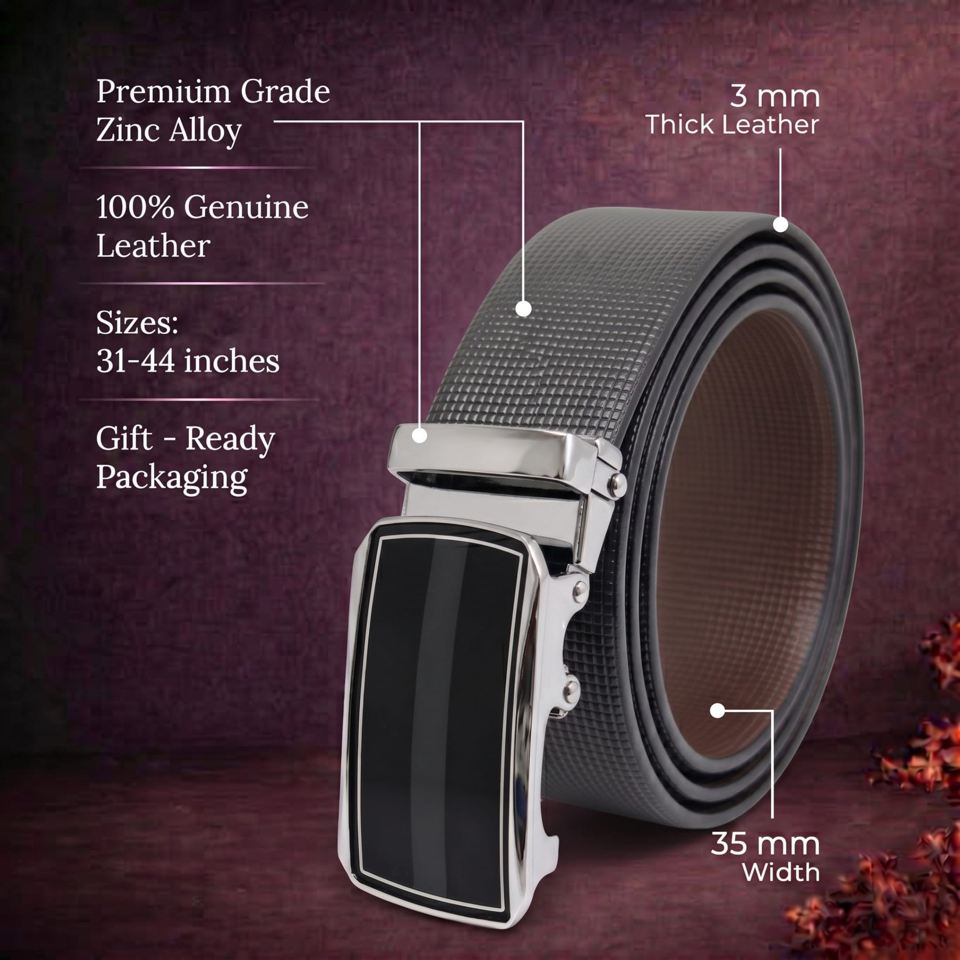 THE MEN THING Leather Belts Mens Genuine Leather Belt | 2 in 1 Reversible (Black & Brown) (1 Pc.) - NEXVIOR - KLYNT