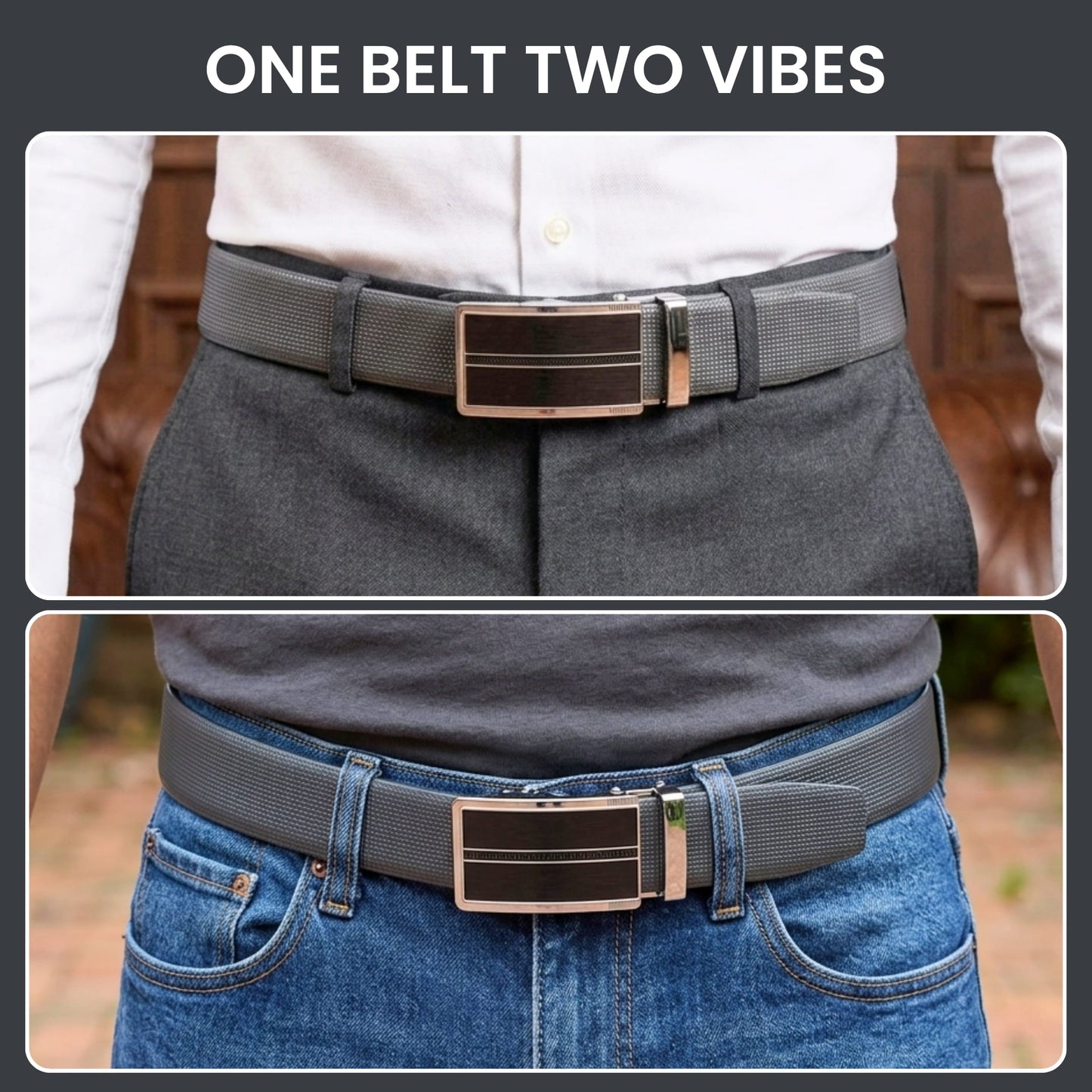 THE MEN THING Leather Belts Mens Genuine Leather Belt | 2 in 1 Reversible (Black & Brown) (1 Pc.) - NEXVIOR - KRONIQ