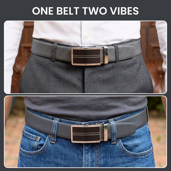 Mens Genuine Leather Belt | 2 in 1 Reversible (Black & Brown) (1 Pc.) - NEXVIOR - KRONIQ