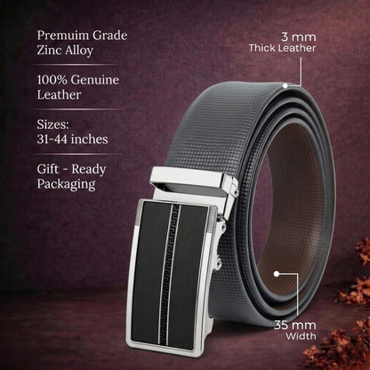 THE MEN THING Leather Belts Mens Genuine Leather Belt | 2 in 1 Reversible (Black & Brown) (1 Pc.) - NEXVIOR - KRONIQ