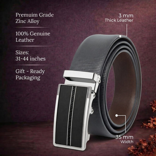 Mens Genuine Leather Belt | 2 in 1 Reversible (Black & Brown) (1 Pc.) - NEXVIOR - KRONIQ