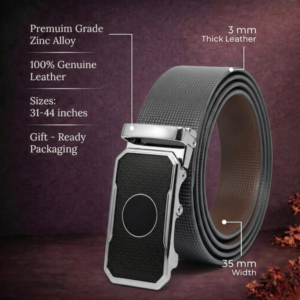 Mens Genuine Leather Belt | 2 in 1 Reversible (Black & Brown) (1 Pc.) - NEXVIOR - MONTREX