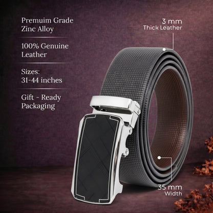 THE MEN THING Leather Belts Mens Genuine Leather Belt | 2 in 1 Reversible (Black & Brown) (1 Pc.) - NEXVIOR - ORLUX