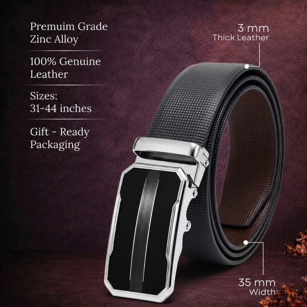 Mens Genuine Leather Belt | 2 in 1 Reversible (Black & Brown) (1 Pc.) - NEXVIOR-OVRIS