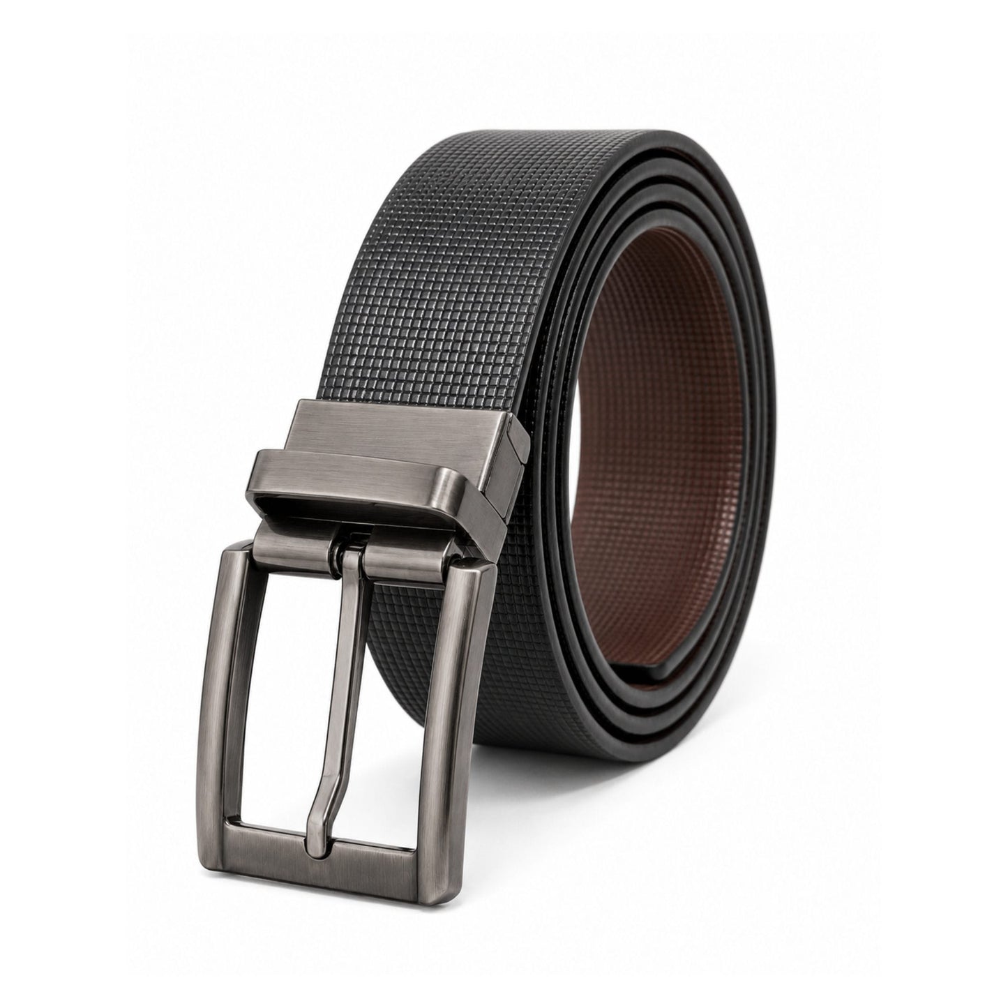 THE MEN THING Leather Belts Mens Genuine Leather Belt | 2 in 1 Reversible (Black & Brown) (1 Pc.) - NEXVIOR -PIVOT