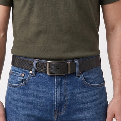 THE MEN THING Leather Belts Mens Genuine Leather Belt | 2 in 1 Reversible (Black & Brown) (1 Pc.) - NEXVIOR -PIVOT