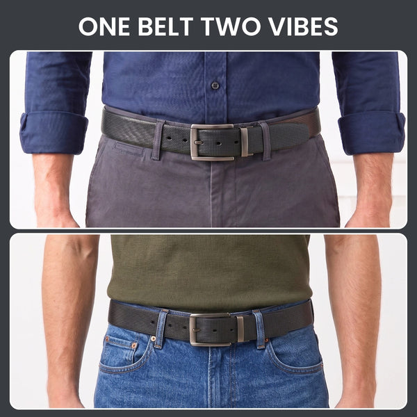 Mens Genuine Leather Belt | 2 in 1 Reversible (Black & Brown) (1 Pc.) - NEXVIOR -PIVOT