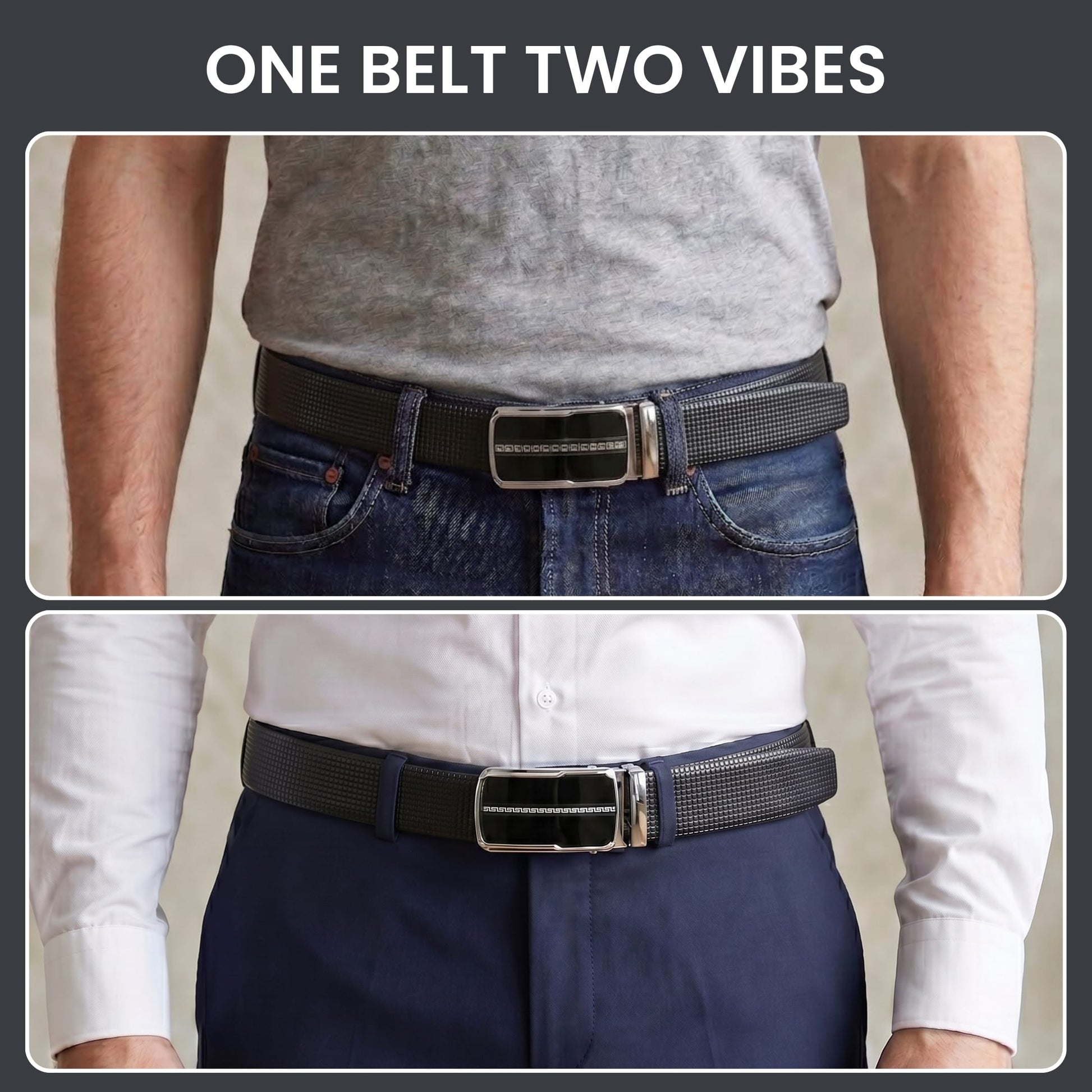 THE MEN THING Leather Belts Mens Genuine Leather Belt | 2 in 1 Reversible (Black & Brown) (1 Pc.) - NEXVIOR-ROYVIC