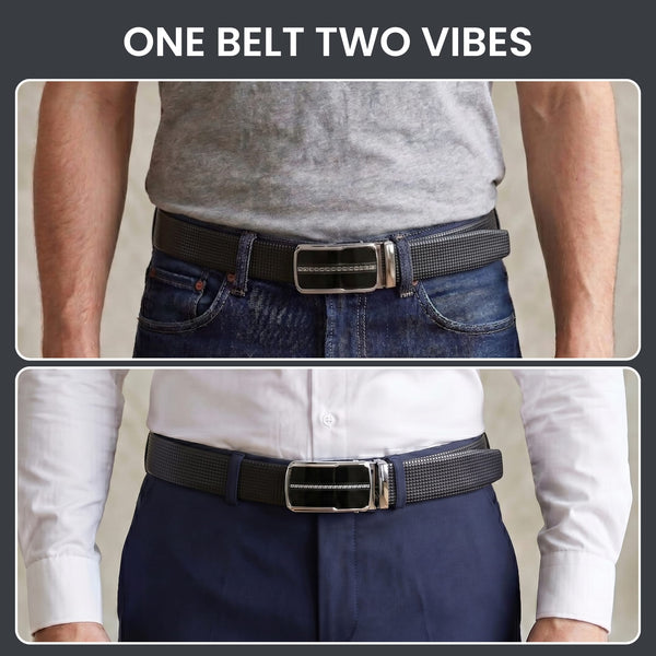 Mens Genuine Leather Belt | 2 in 1 Reversible (Black & Brown) (1 Pc.) - NEXVIOR-ROYVIC