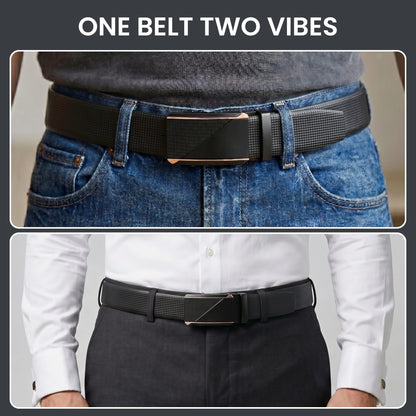 THE MEN THING Leather Belts Mens Genuine Leather Belt | 2 in 1 Reversible (Black & Brown) (1 Pc.) - NEXVIOR -TRION