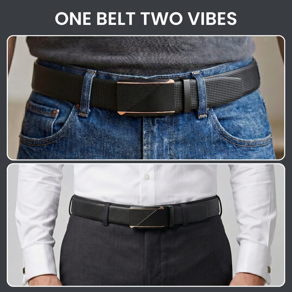 Mens Genuine Leather Belt | 2 in 1 Reversible (Black & Brown) (1 Pc.) - NEXVIOR -TRION