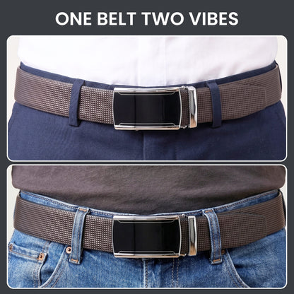 THE MEN THING Leather Belts Mens Genuine Leather Belt | 2 in 1 Reversible (Black & Brown) (1 Pc.) - NEXVIOR - VELMIR