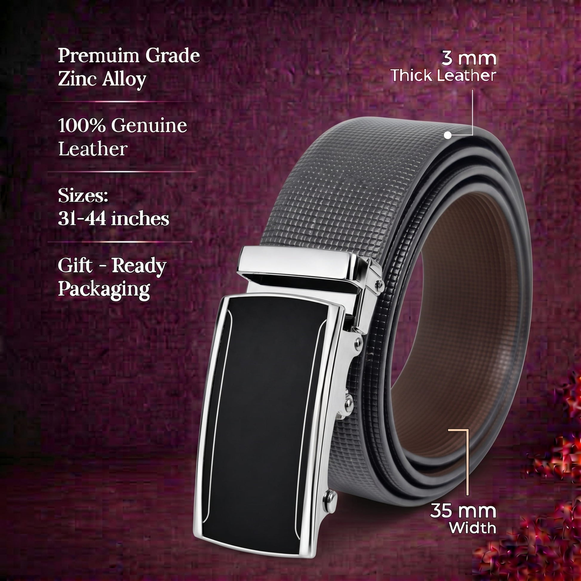 THE MEN THING Leather Belts Mens Genuine Leather Belt | 2 in 1 Reversible (Black & Brown) (1 Pc.) - NEXVIOR - VELMIR